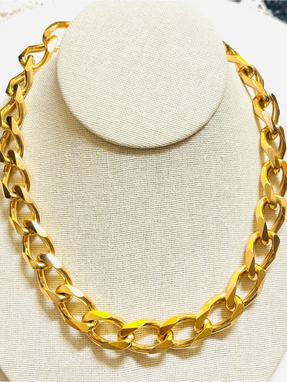 Vintage Dior Gold Chunky Curb Link Necklace 1980s